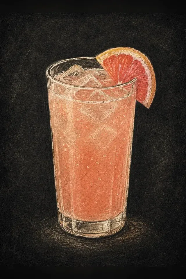 Illustrated Virgin Paloma mocktail in a tall glass.